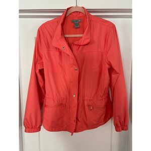 Vintage Oleg Cassini Sport Lightweight Jacket Orange Snap Front Drawstring Large